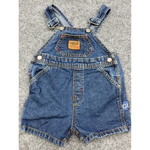 Guess Workwear Kids Blue‎ Denim Shortalls Vintage Style Overalls Logo Patch
